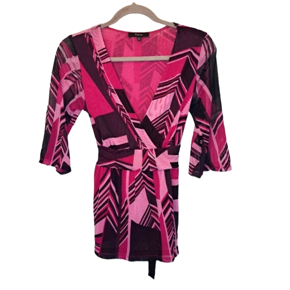 Express Pink V Neck Tie Back Blouse Size Small